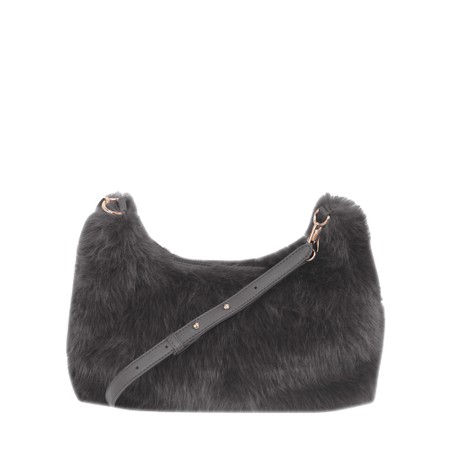 Gemini Label Bags Ayla Grey Faux Fur Crossbody Bag - Grey