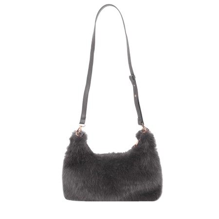Gemini Label Bags Ayla Grey Faux Fur Crossbody Bag - Grey
