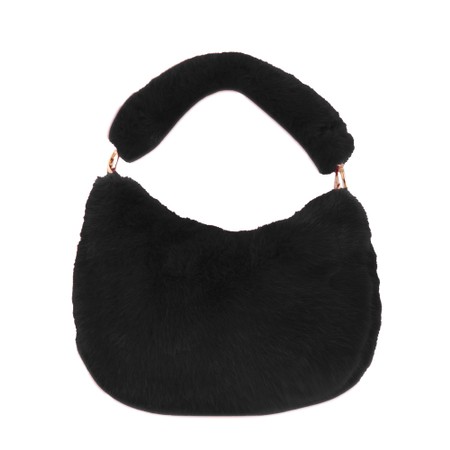 Gemini Label Bags Ada Black Faux Fur Bag - Black