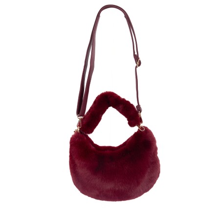 Gemini Label Bags Ada Wine Faux Fur Bag - Red