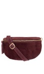 Gemini Label Bags Plum Red Dahlia Suede Crossbody Bag  