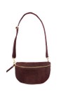 Gemini Label Bags Plum Red Dahlia Suede Crossbody Bag  