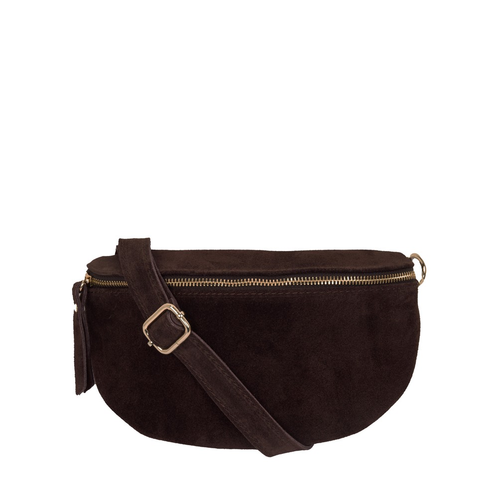 Gemini Label Bags Dahlia Suede Crossbody Bag Dark Chocolate