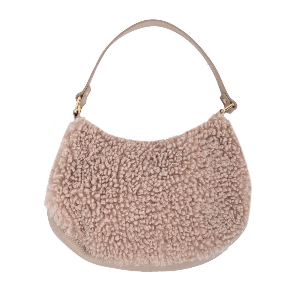Gemini Label Bags Hallie Light Taupe Faux Fur Shoulder Bag Light Taupe