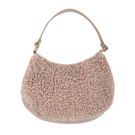 Gemini Label Bags Hallie Light Taupe Faux Fur Shoulder Bag - Beige