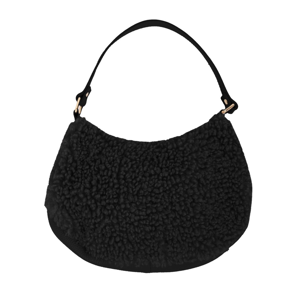 Gemini Label Bags Hallie Black Faux Fur Shoulder Bag Black 
