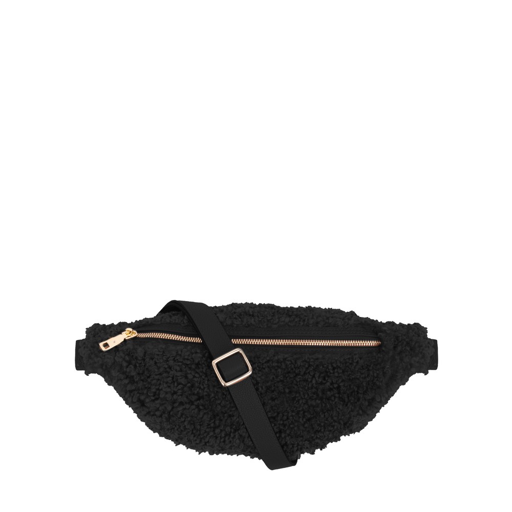 Gemini Label Bags Harper Black Faux Fur Crossbody Bag Black 