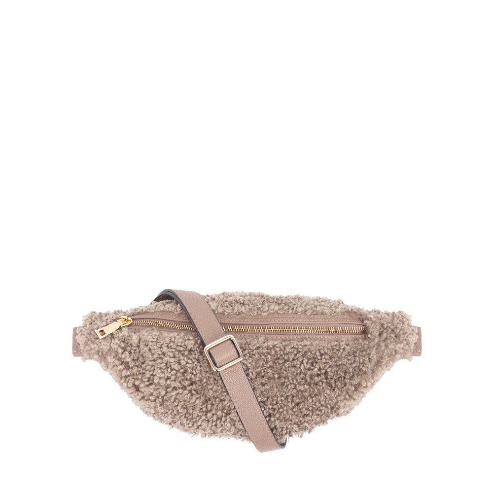 Gemini Label Bags Harper Dark Taupe Faux Fur Crossbody Bag Dark Taupe