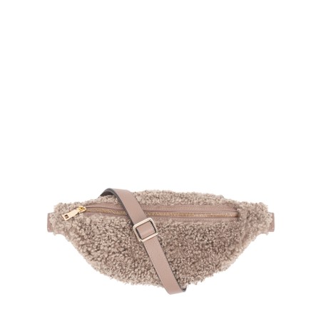 Gemini Label Bags Harper Dark Taupe Faux Fur Crossbody Bag - Beige
