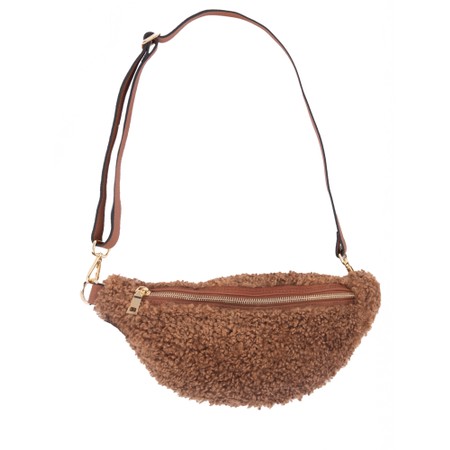 Gemini Label Bags Harper Tan Faux Fur Crossbody Bag - Brown