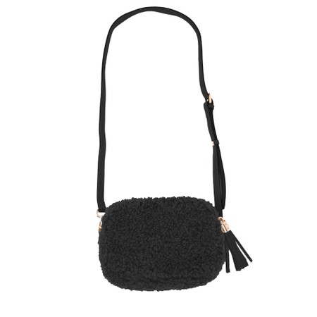 Gemini Label Bags Harper Black Faux Fur Shoulder Bag - Black