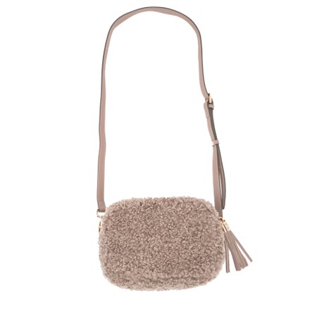 Gemini Label Bags Harper Dark Taupe Faux Fur Shoulder Bag - Beige