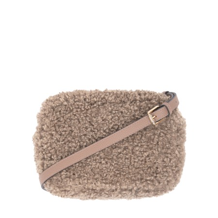 Gemini Label Bags Harper Dark Taupe Faux Fur Shoulder Bag - Beige