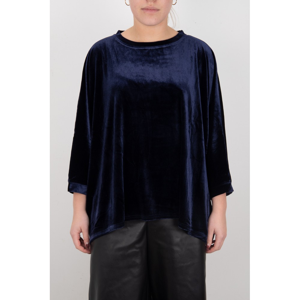 Chalk Erin Navy Relaxed Velour Top Navy