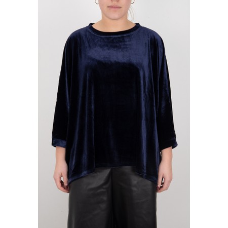 Chalk Erin Navy Relaxed Velour Top - Blue