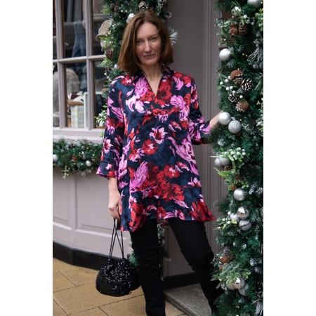 Masai Clothing MaGalvora Scarlet Sage Satin Print Tunic - Green