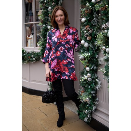 Masai Clothing MaGalvora Scarlet Sage Satin Print Tunic - Green