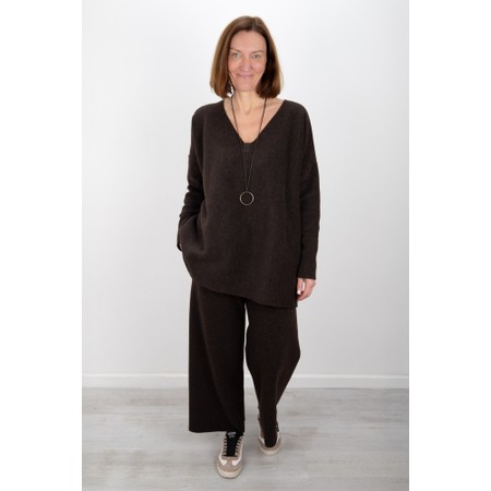 Henriette Steffensen Oversized Chokolate Fleece Blouse with Necklace - Brown