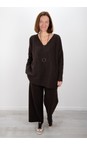 Henriette Steffensen Chokolate Oversized Chokolate Fleece Blouse with Necklace  