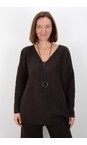 Henriette Steffensen Chokolate Oversized Chokolate Fleece Blouse with Necklace  