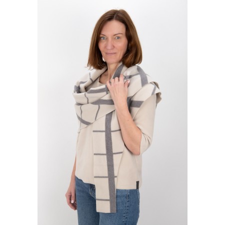 Henriette Steffensen Clan Print Fleece Triangle Scarf - Beige