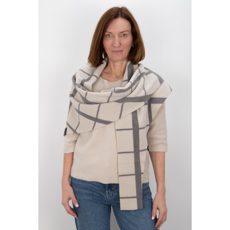 Henriette Steffensen Clan Print Fleece Triangle Scarf - Beige