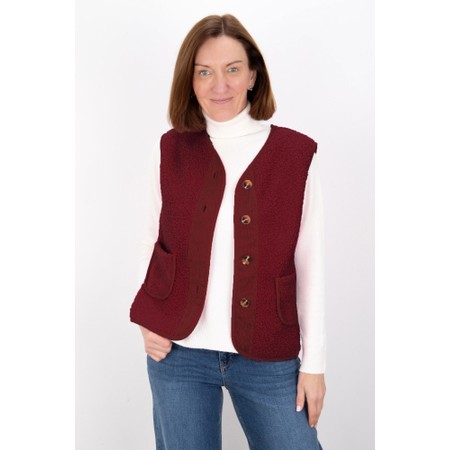 Amazing Woman Teddy Borg Berry Red Rouge Fleece Gilet - Red