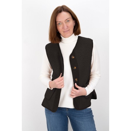 Amazing Woman Teddy Borg Charcoal Fleece Gilet - Black