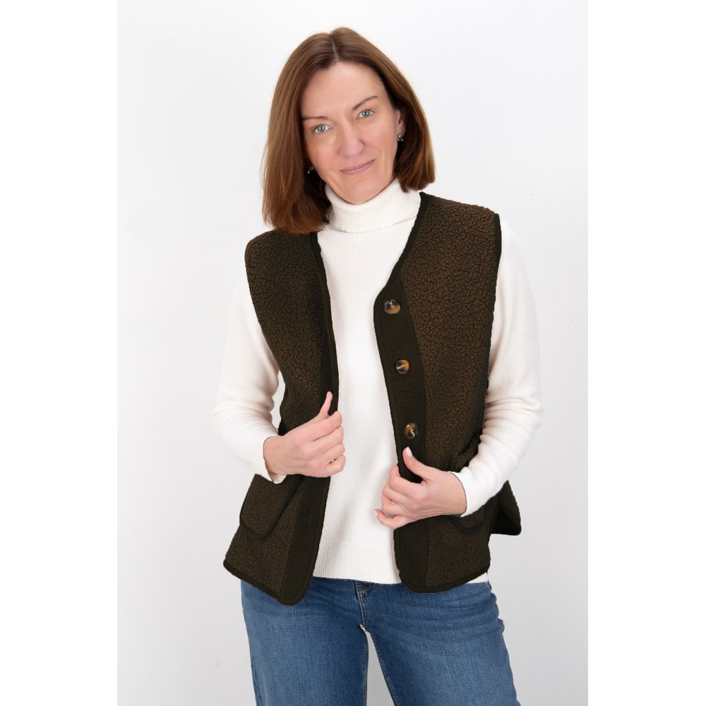Amazing Woman Teddy Borg Dark Chocolate Fleece Gilet Dark Chocolate