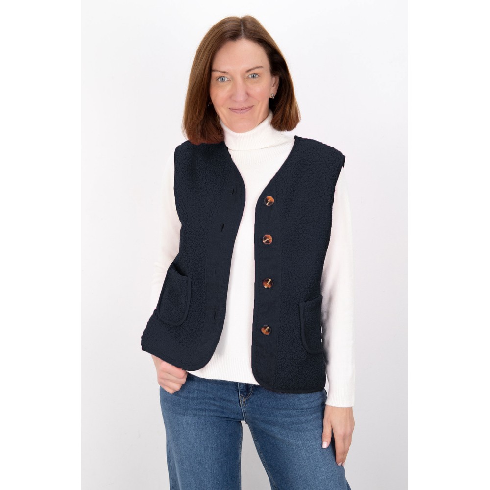 Amazing Woman Teddy Borg Dark Navy Fleece Gilet Dark Navy