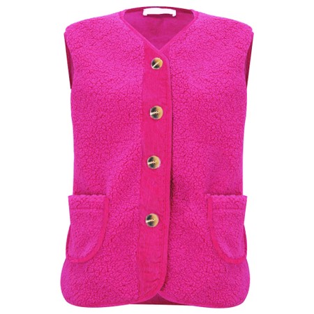 Amazing Woman Teddy Borg Magenta Fleece Gilet - Pink