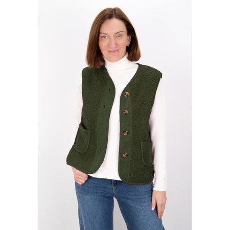 Amazing Woman Teddy Borg Musch Olive Fleece Gilet - Green