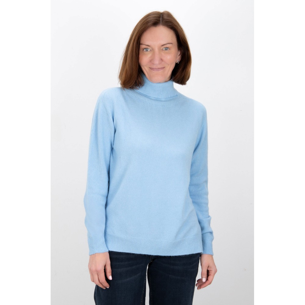 Amazing Woman Polo Crystal Blue Loose Fit Polo Neck Knit Crystal Blue