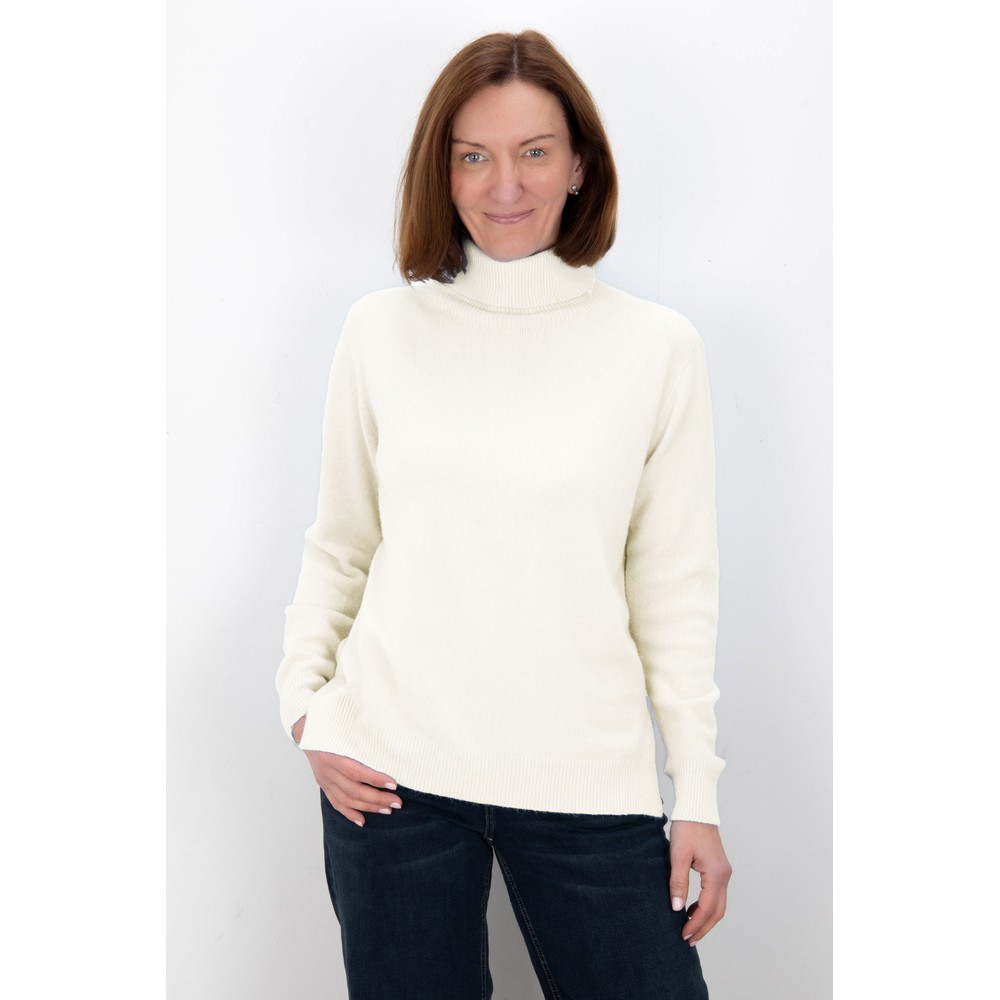 Amazing Woman Polo Cream Loose Fit Polo Neck Knit Cream