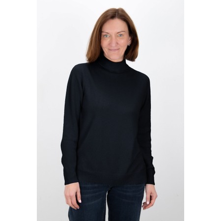 Amazing Woman Polo Dark Navy Loose Fit Polo Neck Knit - Blue