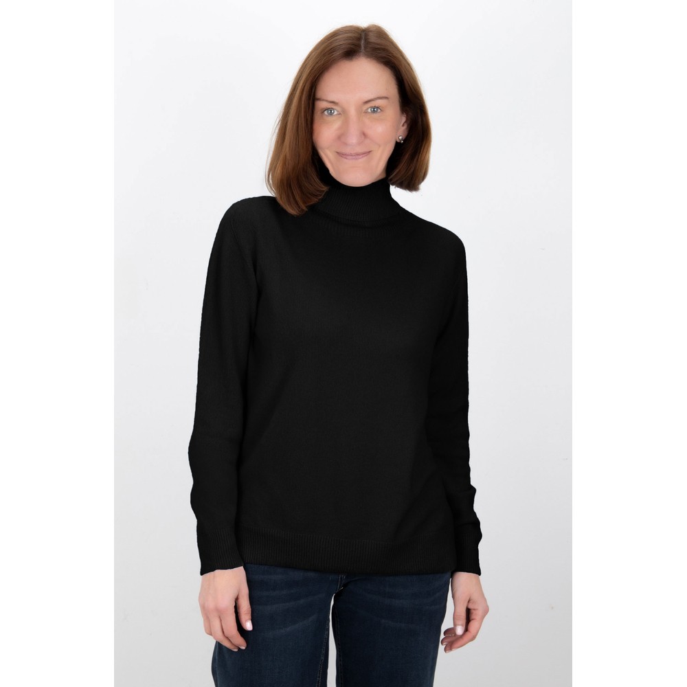 Amazing Woman Polo Black Loose Fit Polo Neck Knit Black 