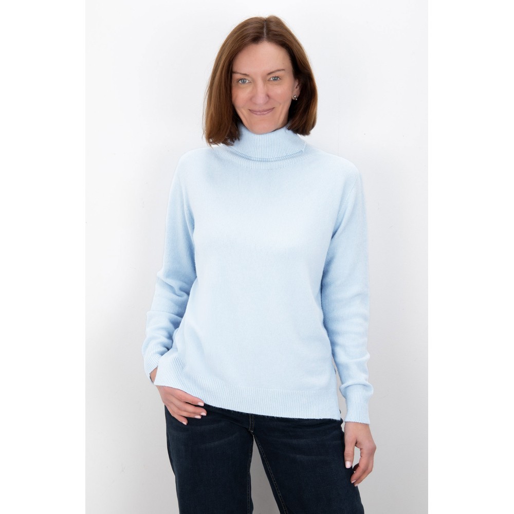 Amazing Woman Polo Pale Blue Loose Fit Polo Neck Knit Pale Blue