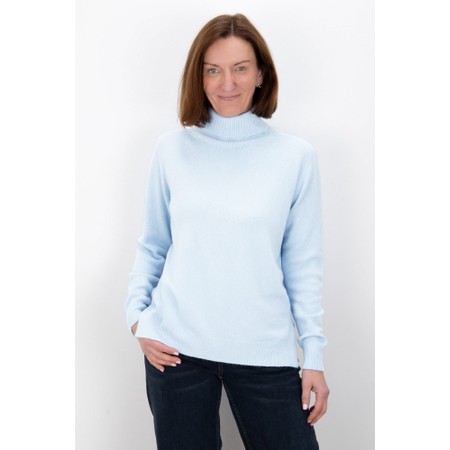 Amazing Woman Polo Pale Blue Loose Fit Polo Neck Knit - Blue