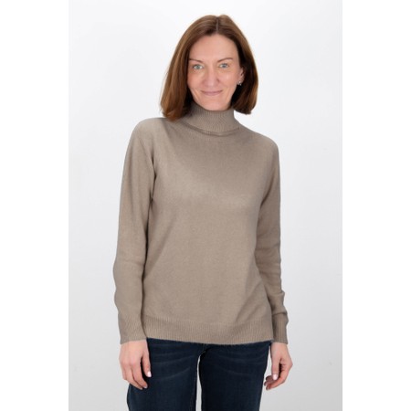 Amazing Woman Polo Smoke Loose Fit Polo Neck Knit - Beige