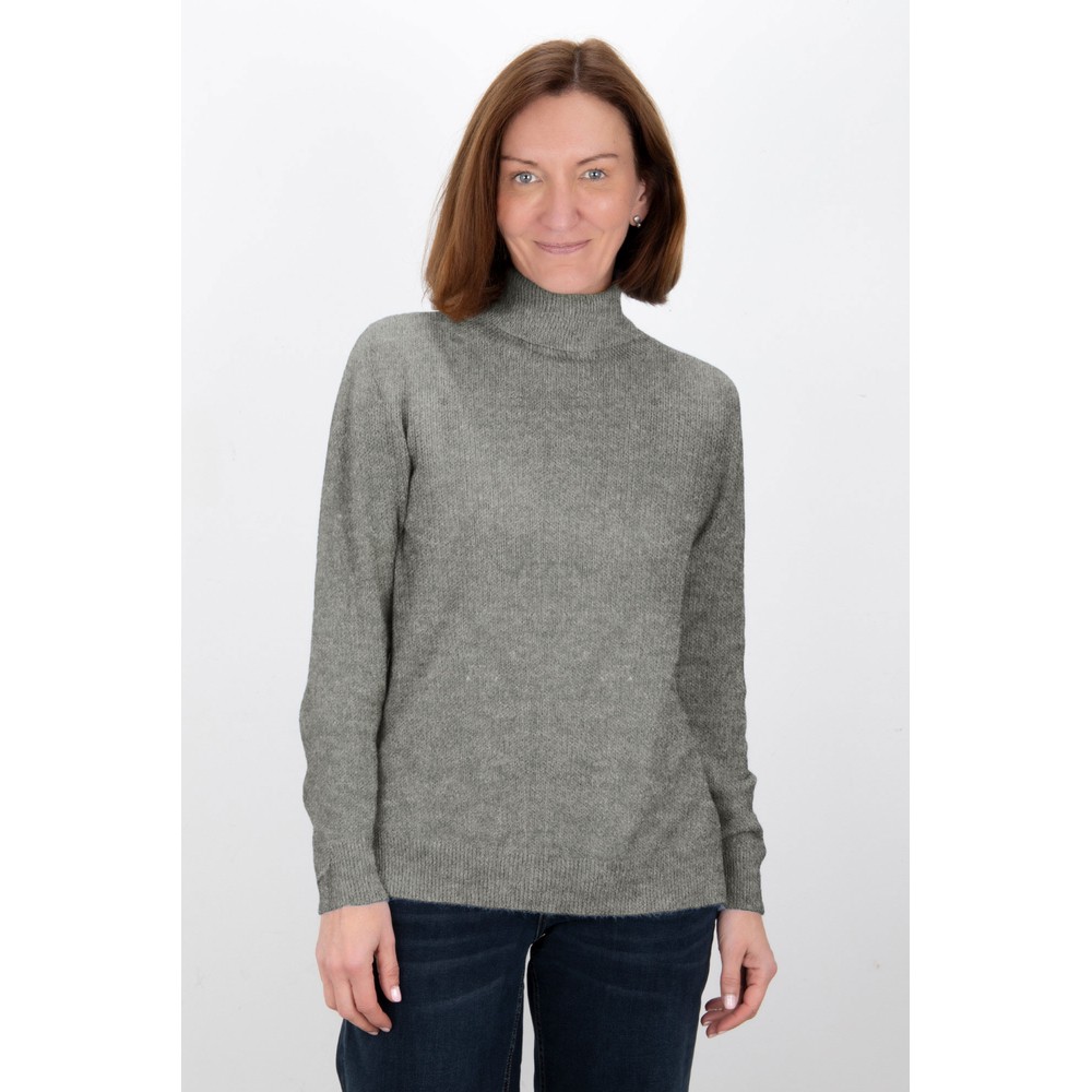 Amazing Woman Polo Grey Marl Loose Fit Polo Neck Knit Grey Marl