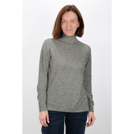 Amazing Woman Polo Grey Marl Loose Fit Polo Neck Knit - Grey