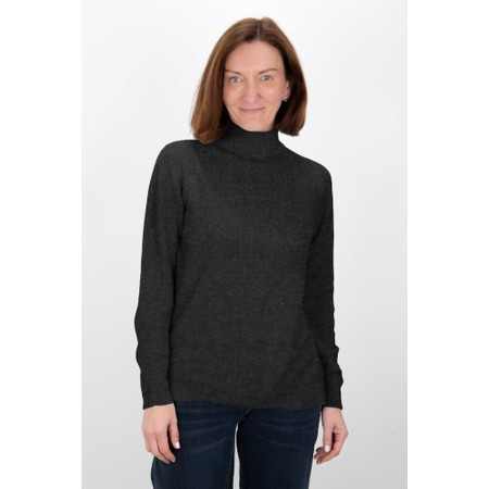 Amazing Woman Polo Charcoal Loose Fit Polo Neck Knit - Black