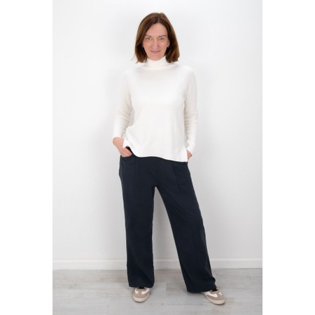 Amazing Woman Gina Dark Navy Long Bubble Jersey Trousers - Blue