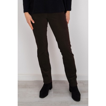 Robell Marie Chocolate Stretch Cotton Velvet Full Length Trouser - Brown