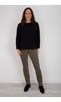 Robell Dark Taupe Marie Dark Taupe Stretch Cotton Velvet Slim Full Length Trouser  