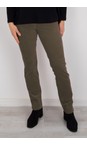 Robell Dark Taupe Marie Dark Taupe Stretch Cotton Velvet Slim Full Length Trouser  