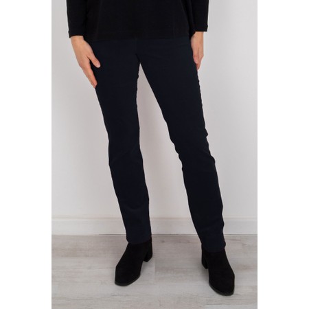 Robell Marie Navy Stretch Cotton Velvet Full Length Trouser - Blue