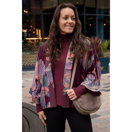 One Hundred Stars Crane Plum Short Kimono - Purple