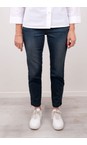 Nena Navy Washed Denim Ankle Zip Cropped Jeans
