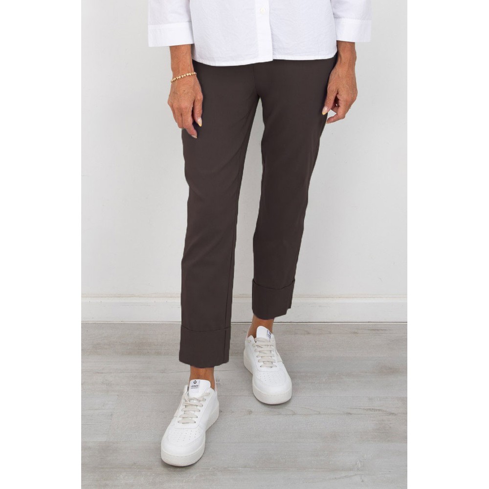 Robell Bella 09 Dark Brown Ankle Length Crop Cuff Trouser Dark Brown 39